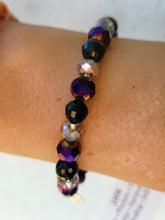 Load image into Gallery viewer, Purple Black and Rose Gold Crystal Beaded Bracelet - Elena Michele