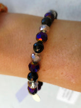 Load image into Gallery viewer, Purple Black and Rose Gold Crystal Beaded Bracelet - Elena Michele