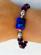 Load image into Gallery viewer, Purple AB Rectangle Crystal on Purple Crystal Bracelet - Elena Michele