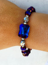 Load image into Gallery viewer, Purple AB Rectangle Crystal on Purple Crystal Bracelet - Elena Michele