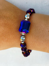 Load image into Gallery viewer, Purple AB Rectangle Crystal on Purple Crystal Bracelet - Elena Michele