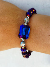 Load image into Gallery viewer, Purple AB Rectangle Crystal on Purple Crystal Bracelet - Elena Michele