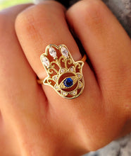 Load image into Gallery viewer, Hamsa Filigree Ring - Gold Plated