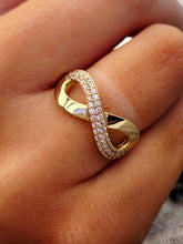 Load image into Gallery viewer, Infinity Ring w/ Pave CZ - Gold Plated Sterling Silver