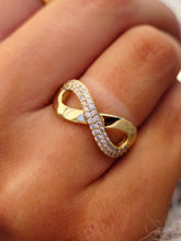 Load image into Gallery viewer, Infinity Ring w/ Pave CZ - Gold Plated Sterling Silver