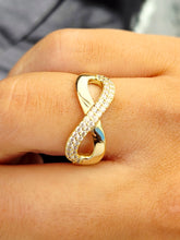 Load image into Gallery viewer, Infinity Ring w/ Pave CZ - Gold Plated Sterling Silver