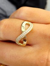 Load image into Gallery viewer, Infinity Ring w/ Pave CZ - Gold Plated Sterling Silver