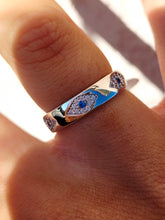 Load image into Gallery viewer, Evil Eye CZ Band - Sterling Silver