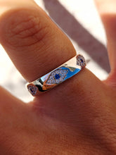 Load image into Gallery viewer, Evil Eye CZ Band - Sterling Silver