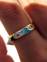 Load image into Gallery viewer, Evil Eye CZ Band - Sterling Silver