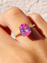 Load image into Gallery viewer, Pink CZ Ring - Gold Plated Sterling Silver