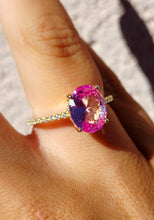 Load image into Gallery viewer, Pink CZ Ring - Gold Plated Sterling Silver