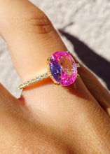 Load image into Gallery viewer, Pink CZ Ring - Gold Plated Sterling Silver