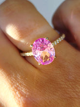 Load image into Gallery viewer, Pink CZ Ring - Gold Plated Sterling Silver