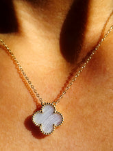 Load image into Gallery viewer, Blue Lace Agate Clover Necklace - Sterling Silver