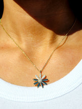 Load image into Gallery viewer, Flower Necklace w/ Clear CZ - Gold Plated Sterling Silver