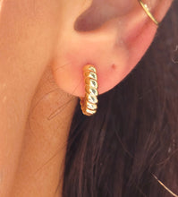 Load image into Gallery viewer, Braided Huggie Hoop Earrings - Gold Plated