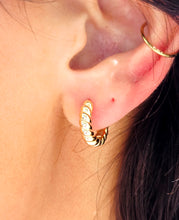 Load image into Gallery viewer, Braided Huggie Hoop Earrings - Gold Plated