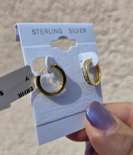 Load image into Gallery viewer, CZ Huggie Earrings - Gold Plated Sterling Silver