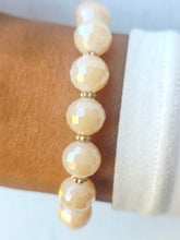 Load image into Gallery viewer, Champagne &amp; Gold Beaded Stretch Bracelet
