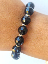 Load image into Gallery viewer, Black &amp; Gold Beaded Stretch Bracelet