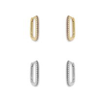 Load image into Gallery viewer, CZ Diamond Mini Rectangle Hoop Earrings