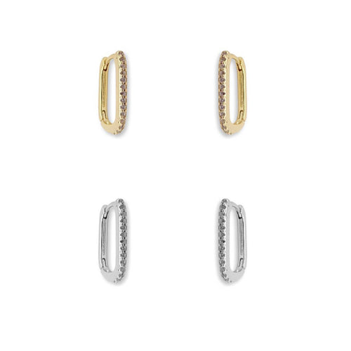 CZ Diamond Mini Rectangle Hoop Earrings