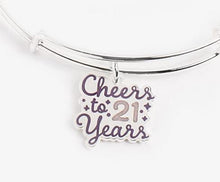 Load image into Gallery viewer, 'Cheers to 21 Years' Charm Bangle Bracelet - Alex and Ani