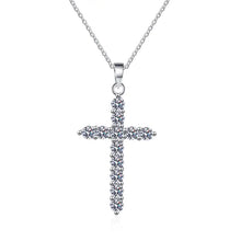 Load image into Gallery viewer, Moissanite Cross Pendant Necklace in 925 Sterling