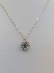 Sapphire and Diamond Estate Necklace - 14K Gold