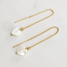 Load image into Gallery viewer, Pearl Heart Threader Earrings