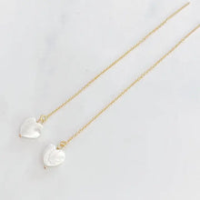 Load image into Gallery viewer, Pearl Heart Threader Earrings