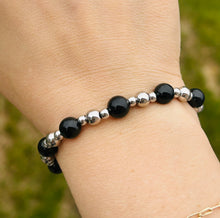 Load image into Gallery viewer, Onyx Silver Day By Day Beaded Bracelet - TJazelle