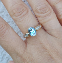 Load image into Gallery viewer, Antique Oval Aquamarine Ring - 14K Yellow Gold Estate