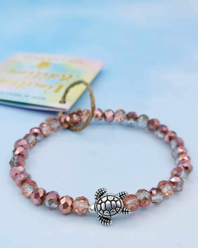 Rose Gold Faceted Glass Sea Turtle Bracelet