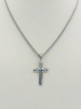 Load image into Gallery viewer, Polished  Flat Cross and Chain - Sterling Silver