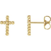 Load image into Gallery viewer, 14K Yellow Beaded Cross Earrings