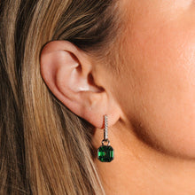 Load image into Gallery viewer, Moss Green Asscher Hoop Earrings - Chloe &amp; Lois