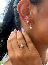 Load image into Gallery viewer, Floral Pearl Estate Stud Earrings - 14K Gold