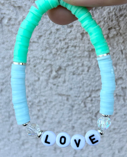 “Love” Heishi Stretch Bracelet -Kids