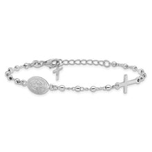 Load image into Gallery viewer, Sterling Silver Rh-plated 6.5in with 1in ext Rosary Bracelet