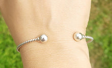 Load image into Gallery viewer, Cape Cod Twist Cuff Bangle with 2 Beads - Sterling Silver