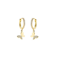 Load image into Gallery viewer, CZ Butterfly Huggies Hoop - Gold Plated