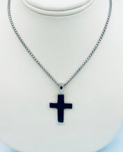 Load image into Gallery viewer, Solid Flat Cross &amp; 20" Box Chain - Sterling Silver