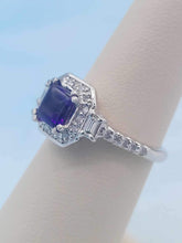 Load image into Gallery viewer, Princess Cut Amethyst and Diamond Ring - 14K White Gold
