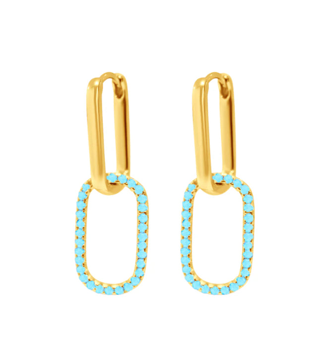 Turquoise Luxe Link Hoops-Limited Edition Chloe & Lois