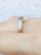 Load image into Gallery viewer, Antique Oval Aquamarine Ring - 14K Yellow Gold Estate