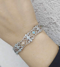 Load image into Gallery viewer, Filigree CZ &amp; Multicolor CZ Bracelet - Sterling Silver
