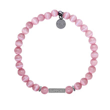 Load image into Gallery viewer, Angel Number 333 Support Charm with Pink Cats Eye Charity Bracelet
