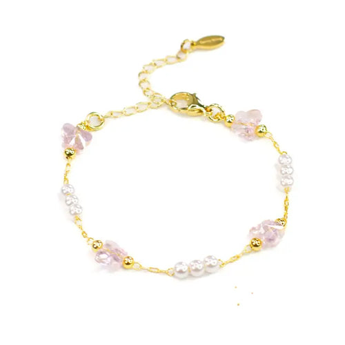 Pink Butterfly Pearl Bracelet